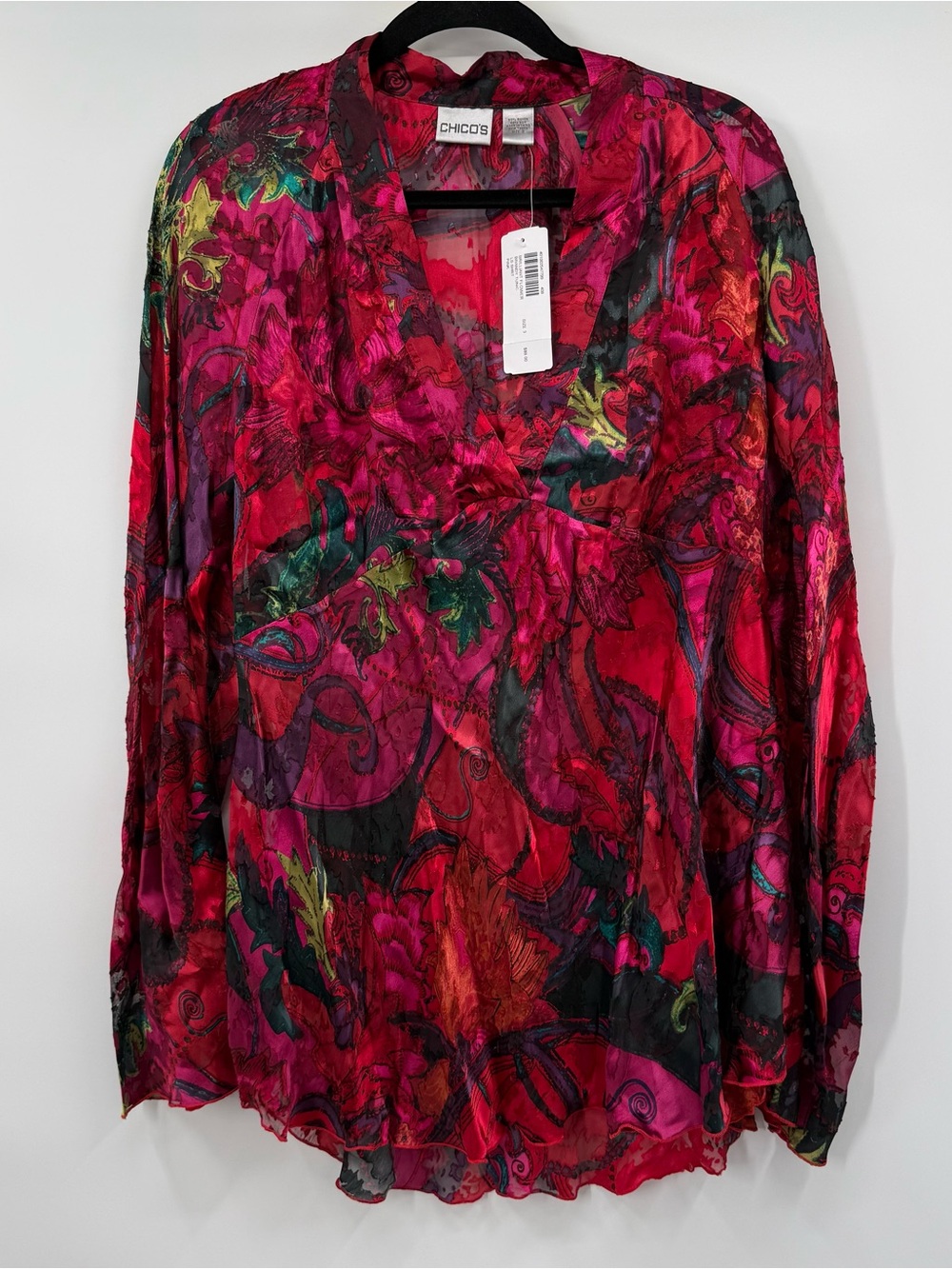 Chico's Women's Pink Multi Floral V-Neck Blouse